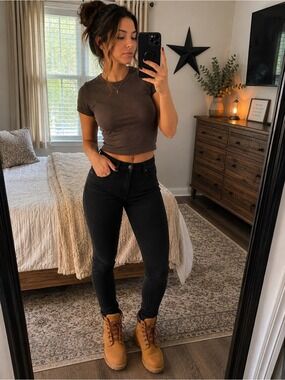 Black Mid-rise Skinny Carpenter Jeans